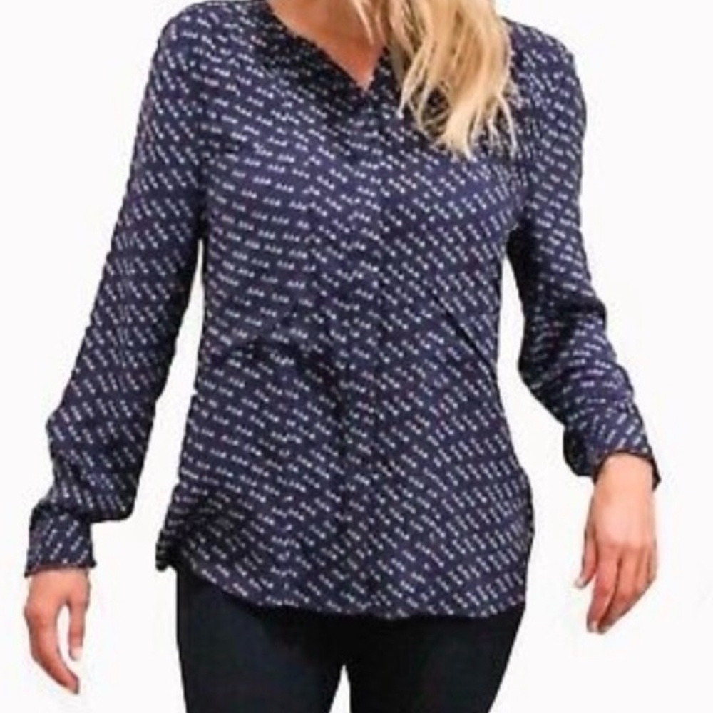 Maeve Anthropologie Clara Blue Bird Print Button Up Blouse Women’s 00P